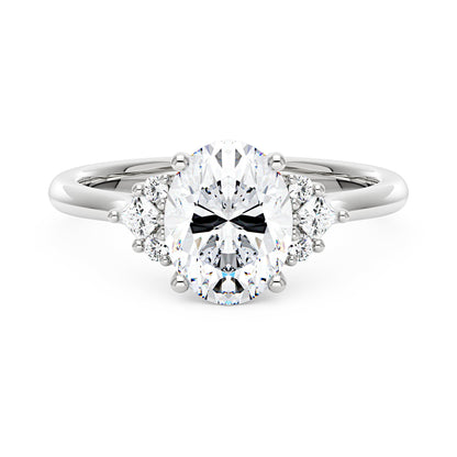 Oval Cut Moissanite Cluster Engagement Ring - NavianJewelry™