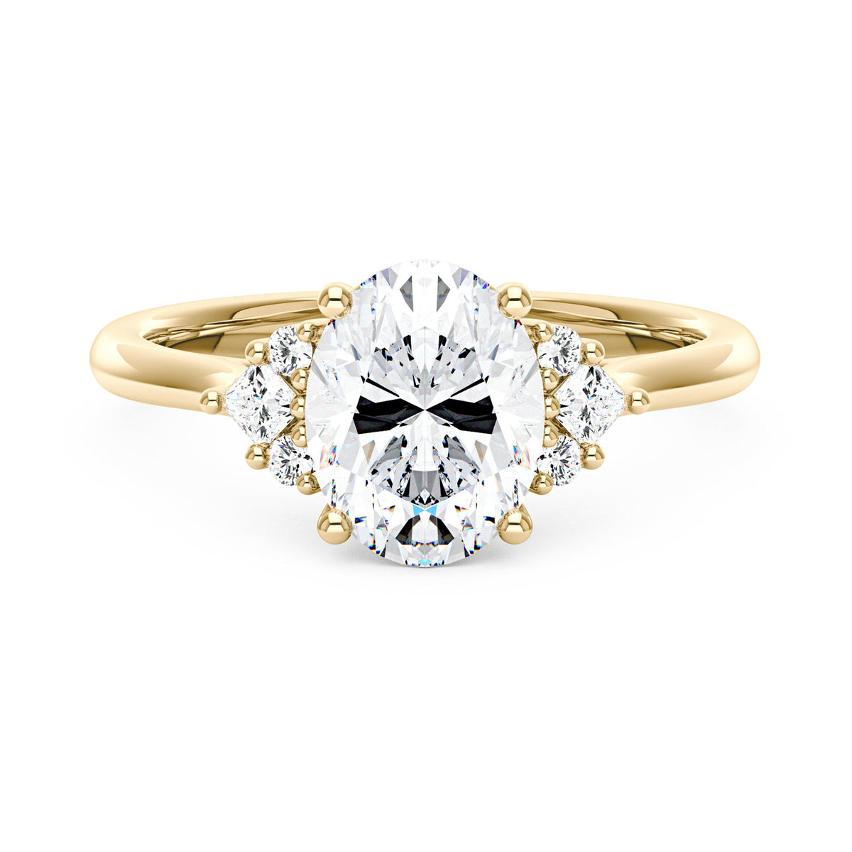 Oval Cut Moissanite Cluster Engagement Ring - NavianJewelry™
