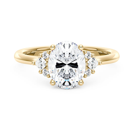 Oval Cut Moissanite Cluster Engagement Ring - NavianJewelry™