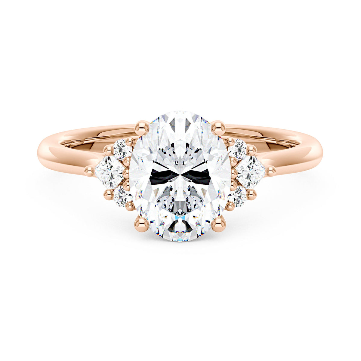 Oval Cut Moissanite Cluster Engagement Ring - NavianJewelry™