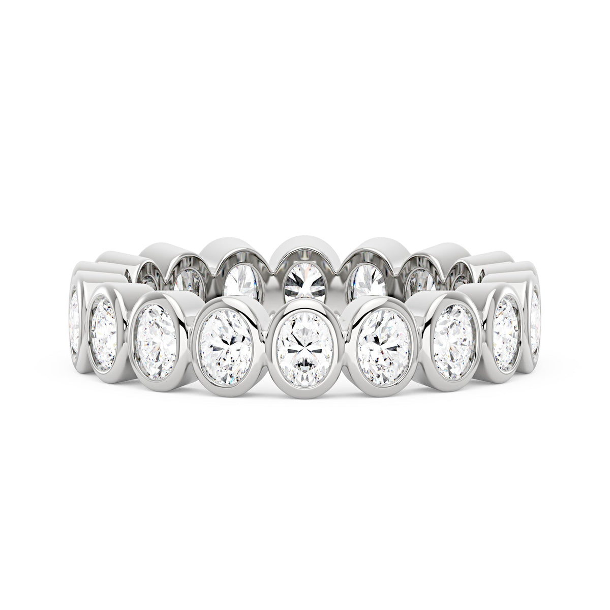 Oval Moissanite Bezel Eternity Band - NavianJewelry™