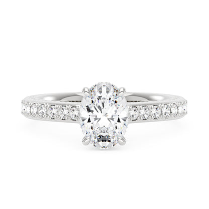 Oval Cut Moissanite Ring with Pavé Band - NavianJewelry™