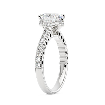 Oval Cut Moissanite Ring with Pavé Band - NavianJewelry™