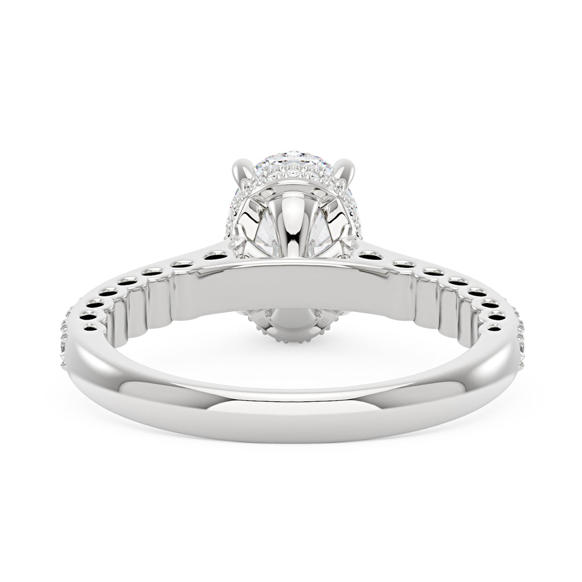 Oval Cut Moissanite Ring with Pavé Band - NavianJewelry™