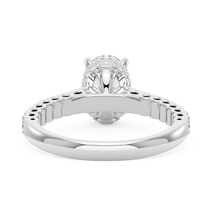 Oval Cut Moissanite Ring with Pavé Band - NavianJewelry™