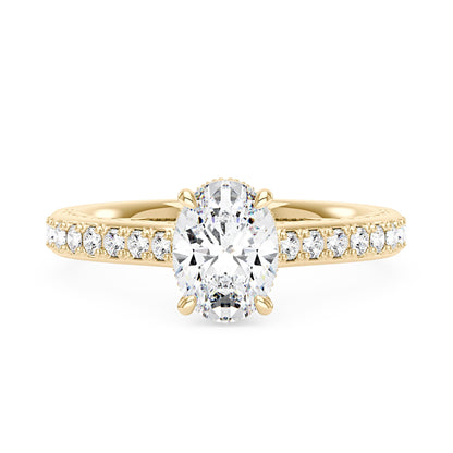 Oval Cut Moissanite Ring with Pavé Band - NavianJewelry™