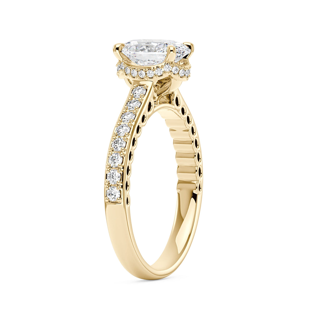 Oval Cut Moissanite Ring with Pavé Band - NavianJewelry™