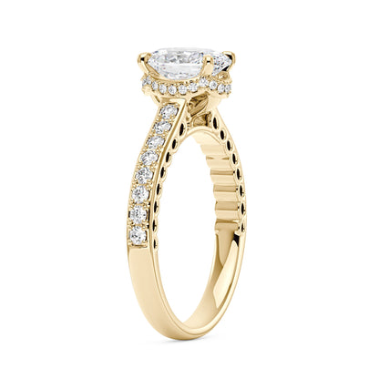 Oval Cut Moissanite Ring with Pavé Band - NavianJewelry™