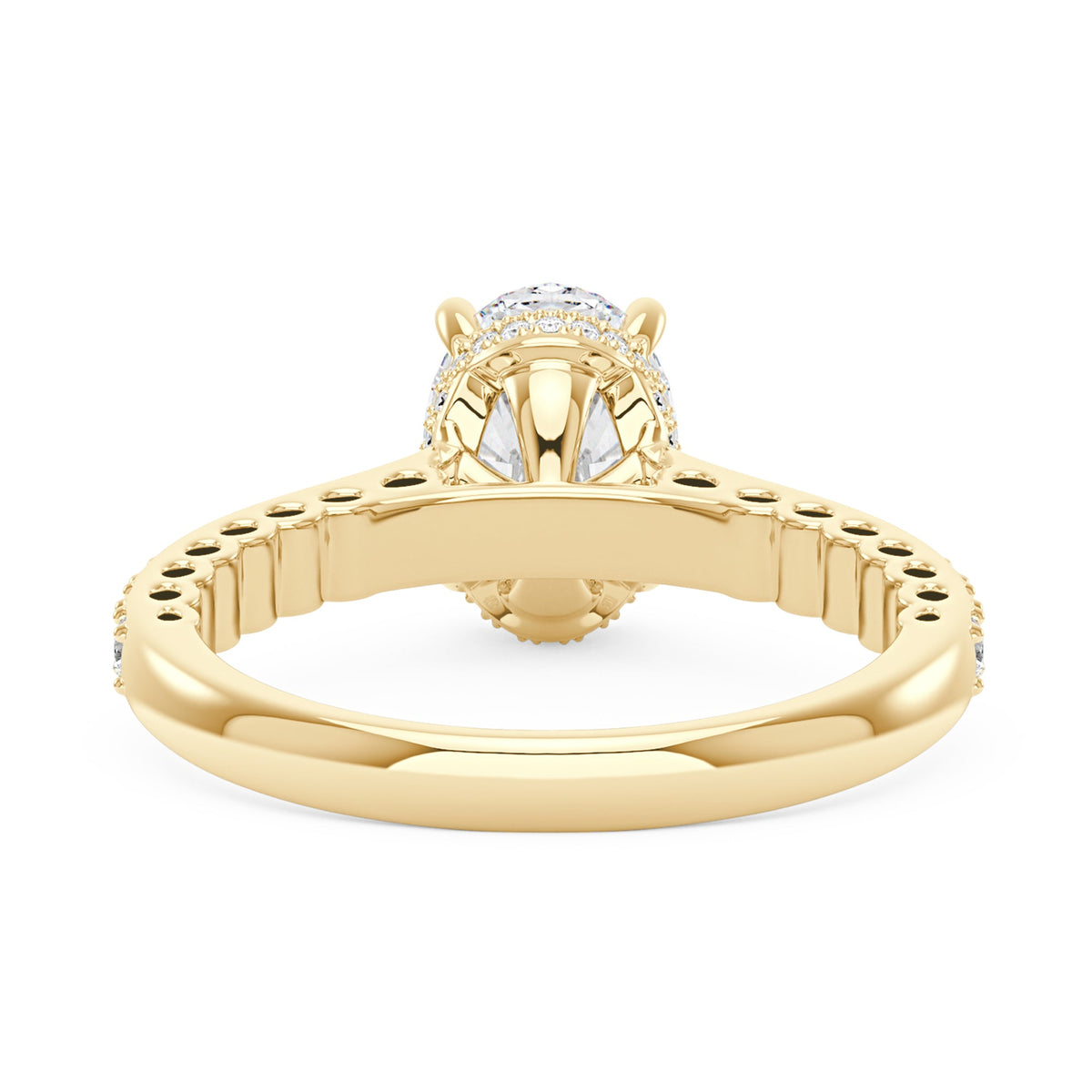 Oval Cut Moissanite Ring with Pavé Band - NavianJewelry™