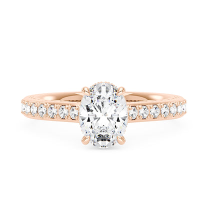 Oval Cut Moissanite Ring with Pavé Band - NavianJewelry™