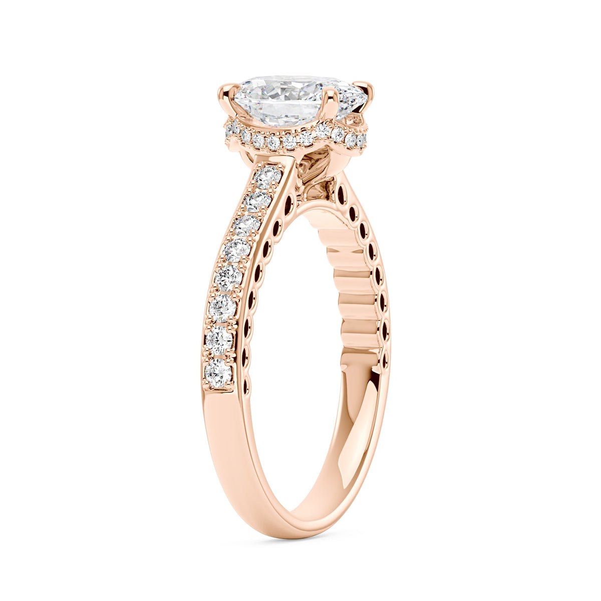 Oval Cut Moissanite Ring with Pavé Band - NavianJewelry™