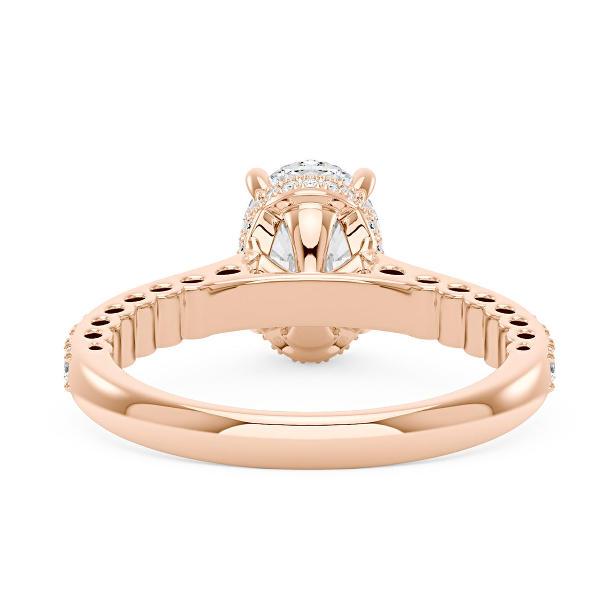 Oval Cut Moissanite Ring with Pavé Band - NavianJewelry™