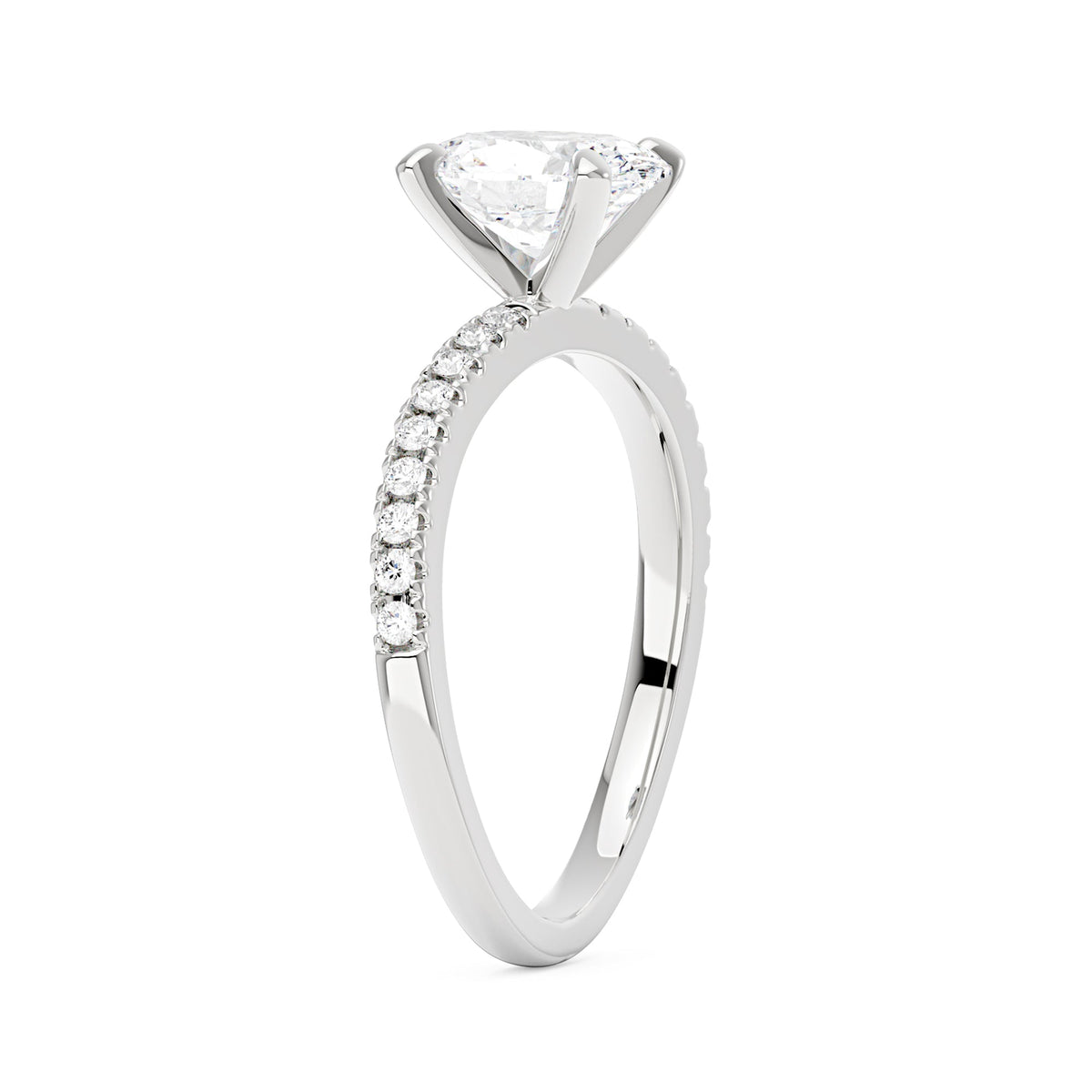 Oval Cut Moissanite Ring with Half Pavé Wave Band - NavianJewelry™