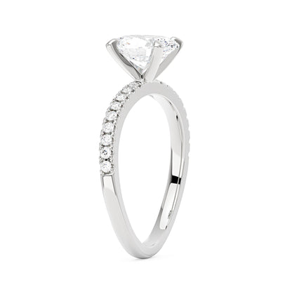 Oval Cut Moissanite Ring with Half Pavé Wave Band - NavianJewelry™