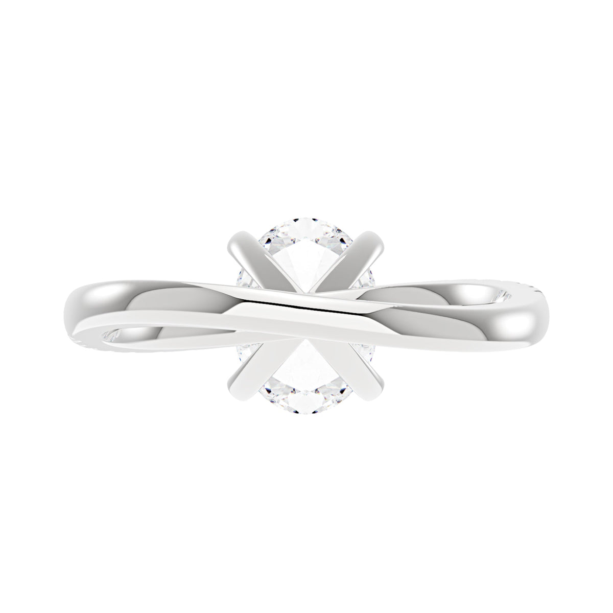 Oval Cut Moissanite Ring with Half Pavé Wave Band - NavianJewelry™
