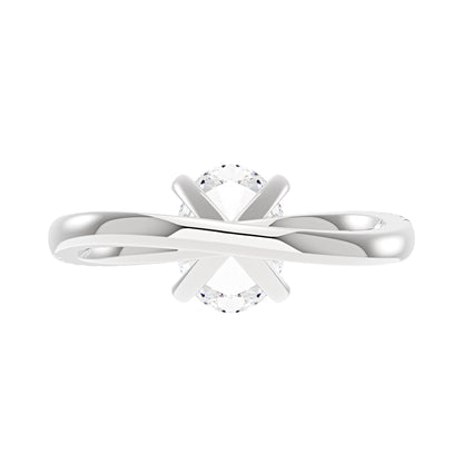 Oval Cut Moissanite Ring with Half Pavé Wave Band - NavianJewelry™