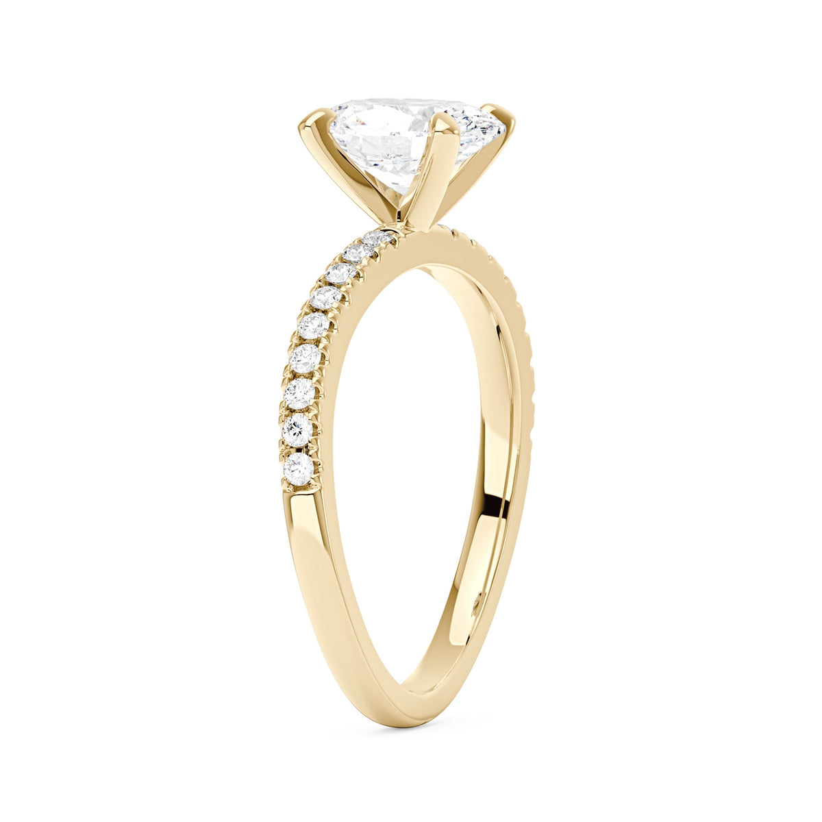 Oval Cut Moissanite Ring with Half Pavé Wave Band - NavianJewelry™