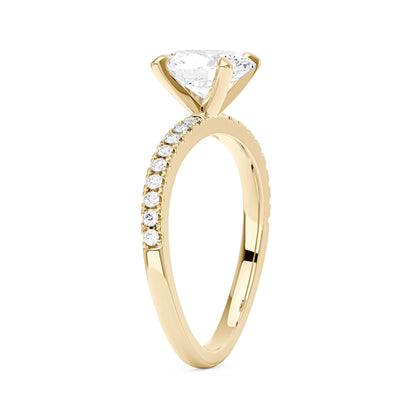 Oval Cut Moissanite Ring with Half Pavé Wave Band - NavianJewelry™