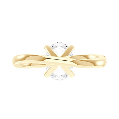 Oval Cut Moissanite Ring with Half Pavé Wave Band - NavianJewelry™