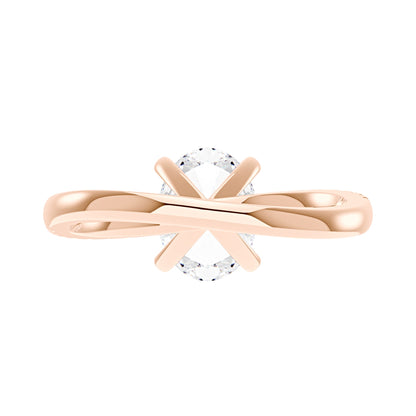 Oval Cut Moissanite Ring with Half Pavé Wave Band - NavianJewelry™