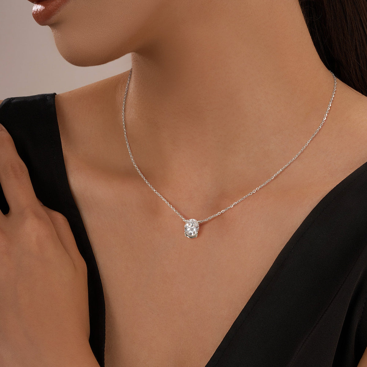 Oval Cut Moissanite Solitaire Pendant Necklace - NavianJewelry™