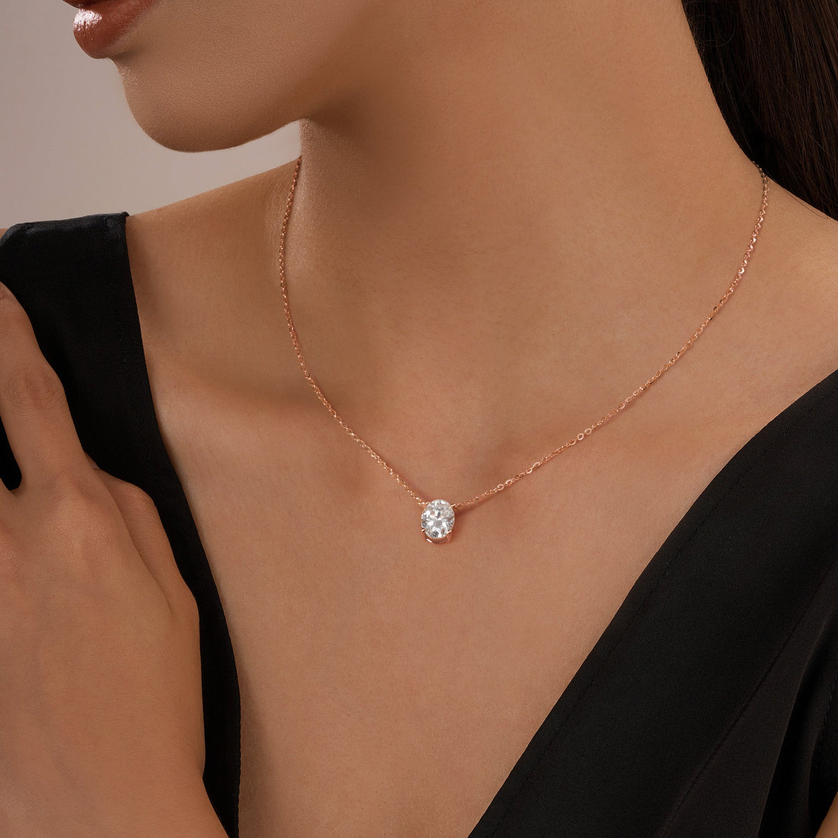 Oval Cut Moissanite Solitaire Pendant Necklace - NavianJewelry™