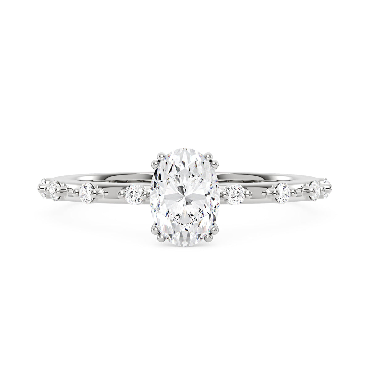 Oval Cut Moissanite Ring with Accented Stones - NavianJewelry™