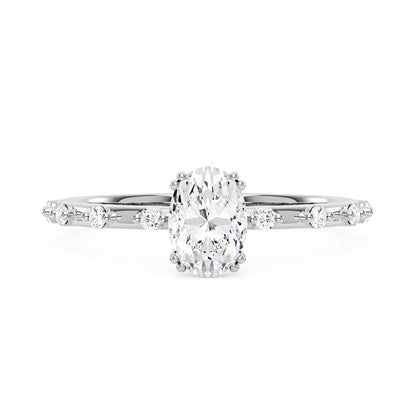 Oval Cut Moissanite Ring with Accented Stones - NavianJewelry™