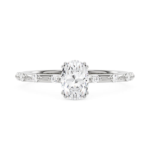 Oval Cut Moissanite Ring with Accented Stones - NavianJewelry™