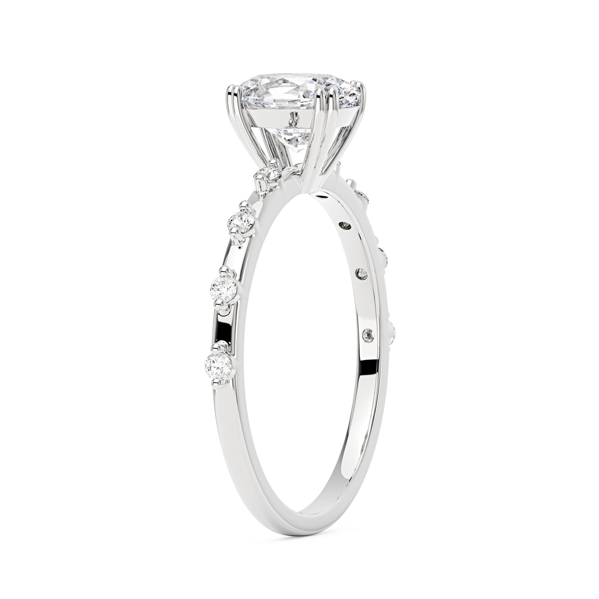 Oval Cut Moissanite Ring with Accented Stones - NavianJewelry™