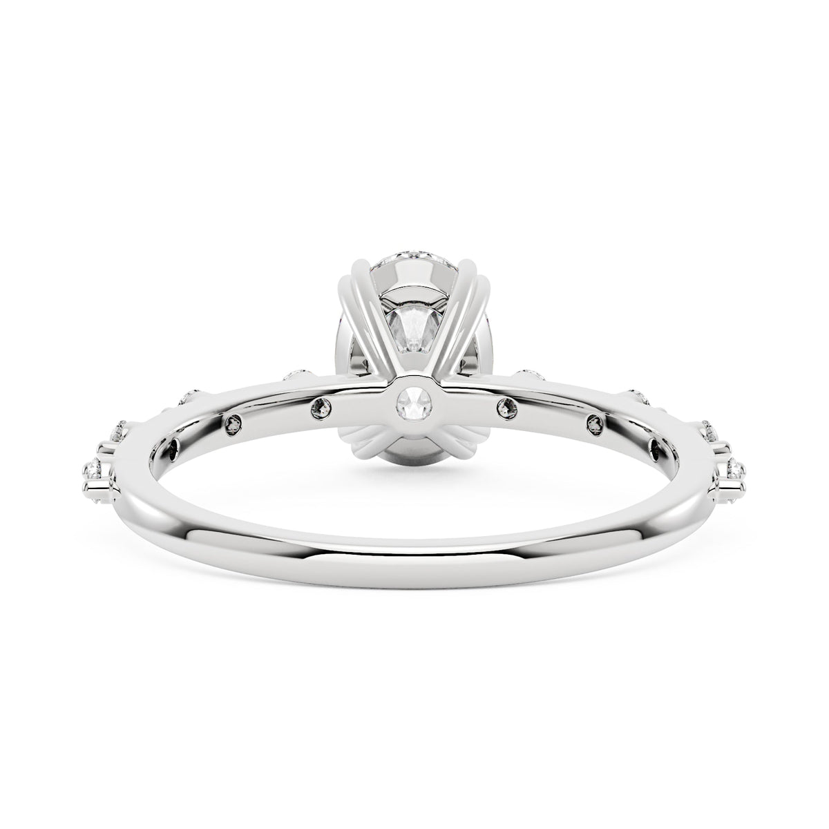 Oval Cut Moissanite Ring with Accented Stones - NavianJewelry™