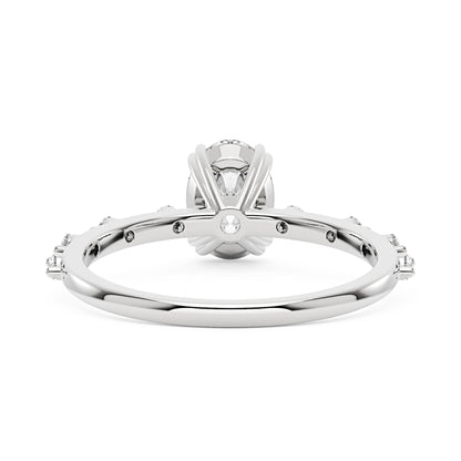 Oval Cut Moissanite Ring with Accented Stones - NavianJewelry™