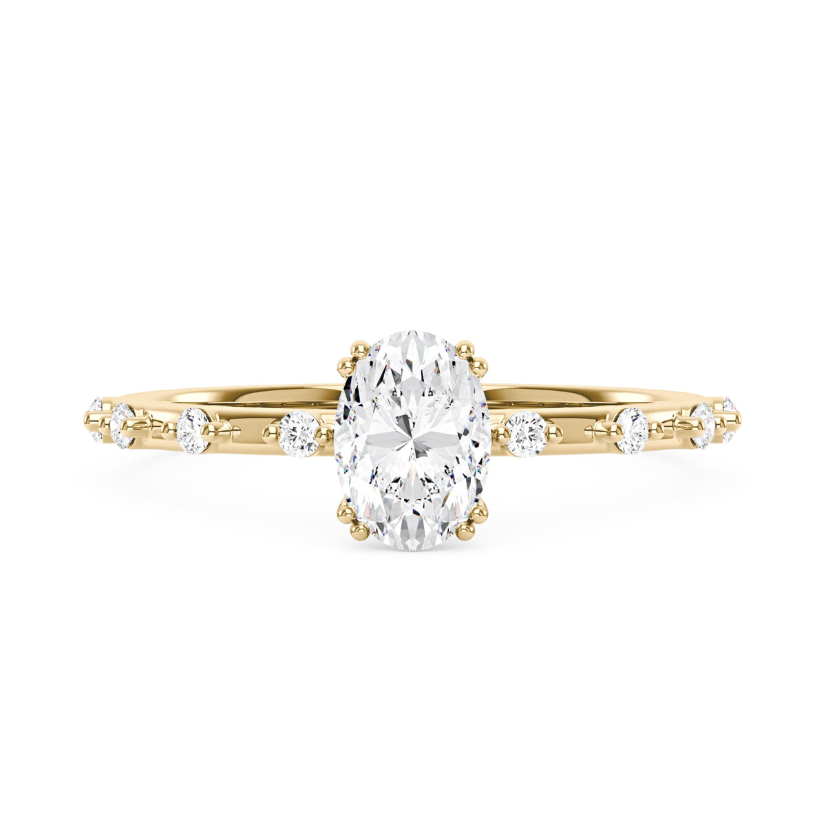 Oval Cut Moissanite Ring with Accented Stones - NavianJewelry™