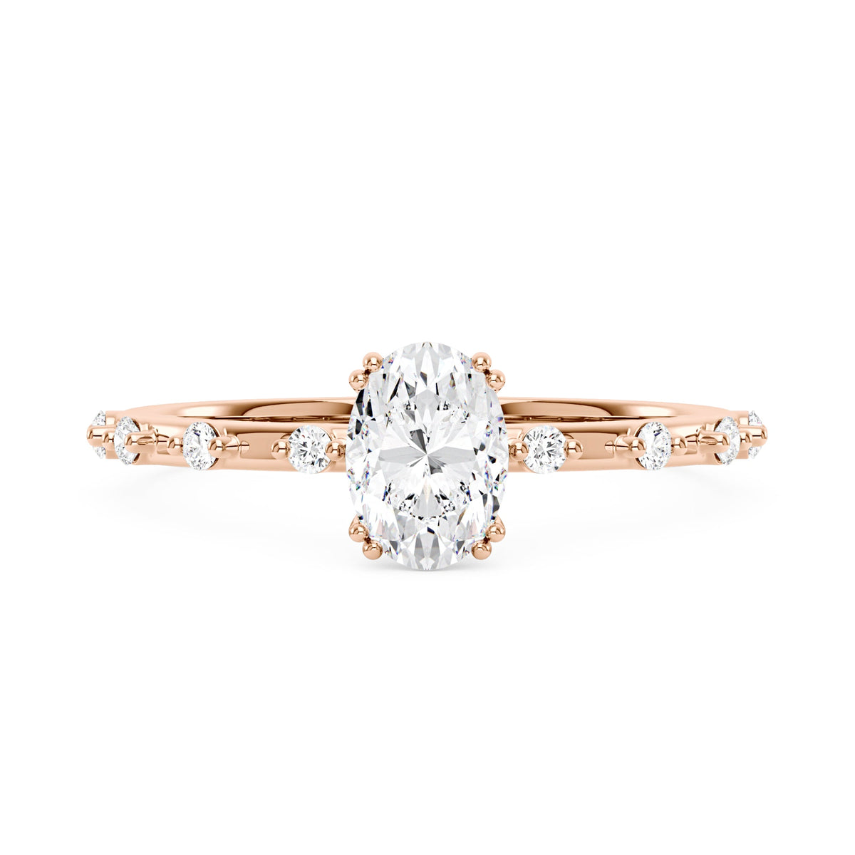 Oval Cut Moissanite Ring with Accented Stones - NavianJewelry™