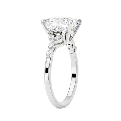 Oval Moissanite Accented Band Engagement Ring - NavianJewelry™