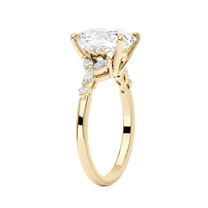 Oval Moissanite Accented Band Engagement Ring - NavianJewelry™