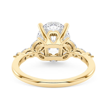 Oval Moissanite Accented Band Engagement Ring - NavianJewelry™