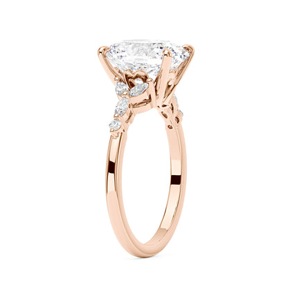 Oval Moissanite Accented Band Engagement Ring - NavianJewelry™