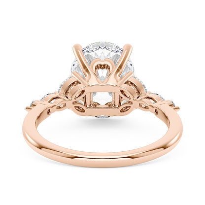 Oval Moissanite Accented Band Engagement Ring - NavianJewelry™