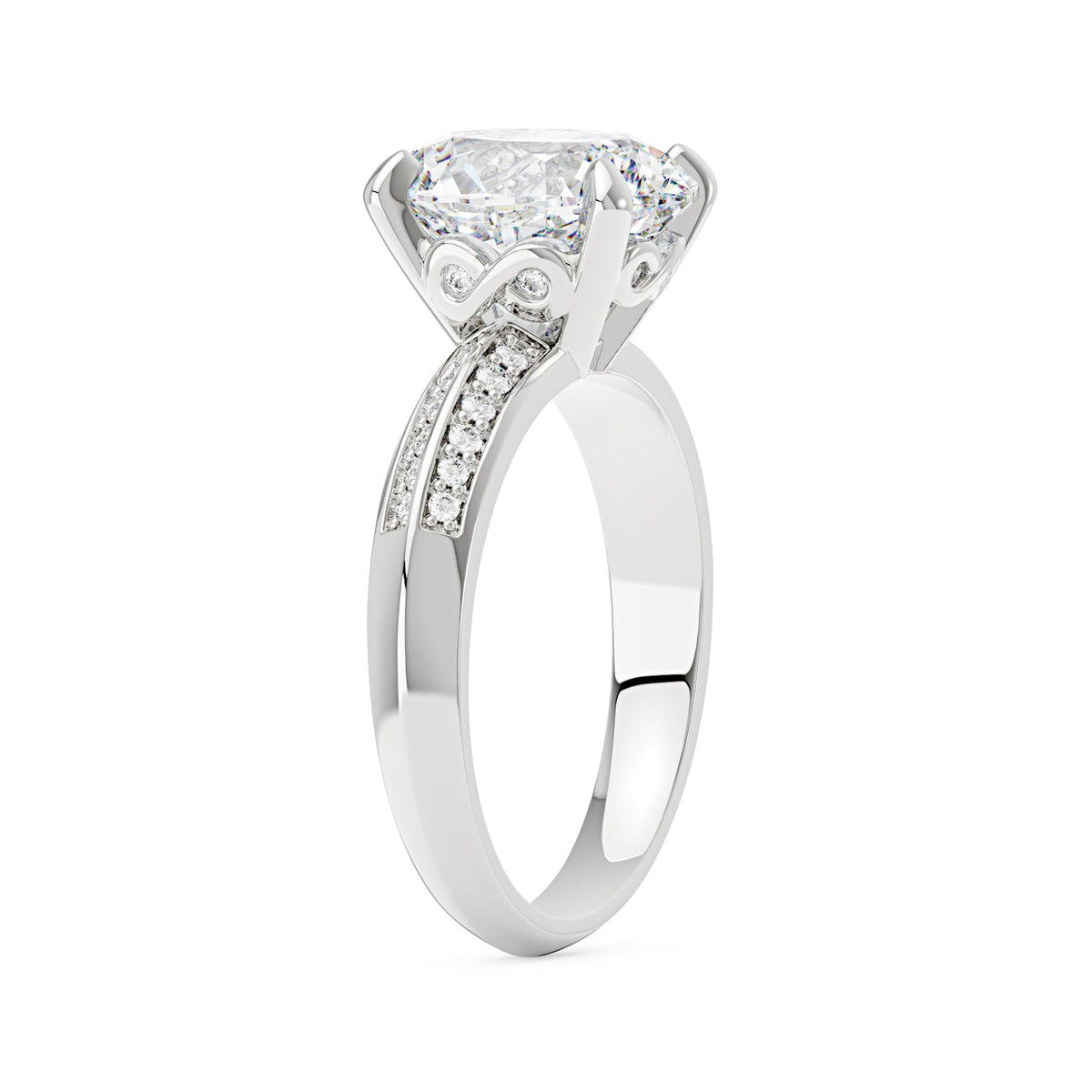 Oval Moissanite Engagement Ring with Pavé Double Row Band - NavianJewelry™