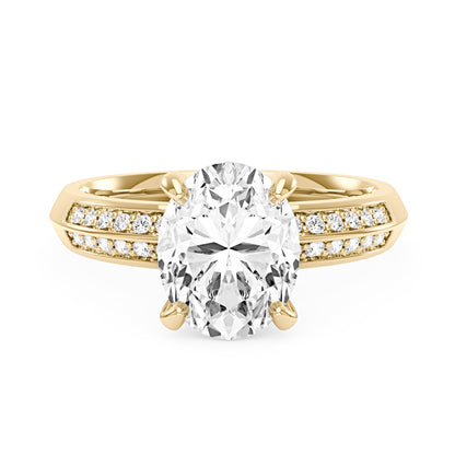 Oval Moissanite Engagement Ring with Pavé Double Row Band - NavianJewelry™