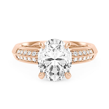 Oval Moissanite Engagement Ring with Pavé Double Row Band - NavianJewelry™