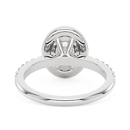 Oval Moissanite Halo Pave Band Ring - NavianJewelry™