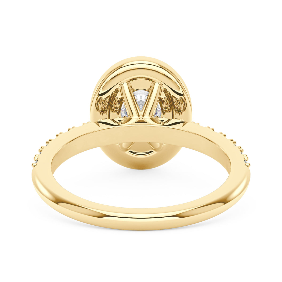 Oval Moissanite Halo Pave Band Ring - NavianJewelry™