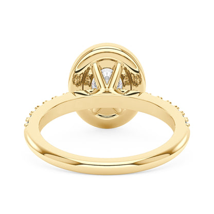 Oval Moissanite Halo Pave Band Ring - NavianJewelry™