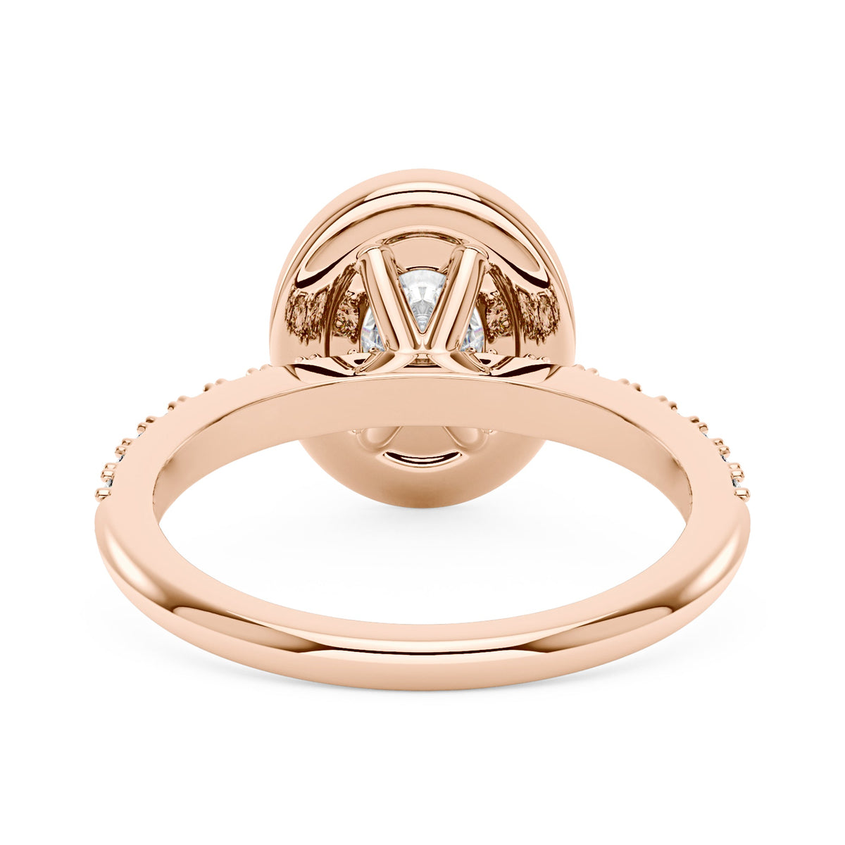 Oval Moissanite Halo Pave Band Ring - NavianJewelry™