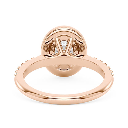 Oval Moissanite Halo Pave Band Ring - NavianJewelry™