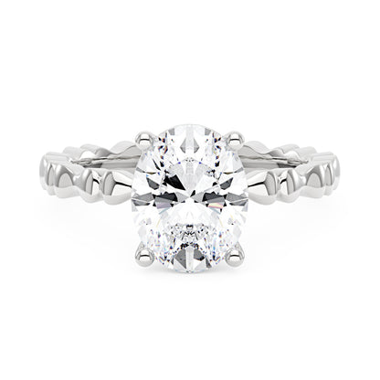 Oval Moissanite Solitaire Ring with Bow-Tie Band - NavianJewelry™