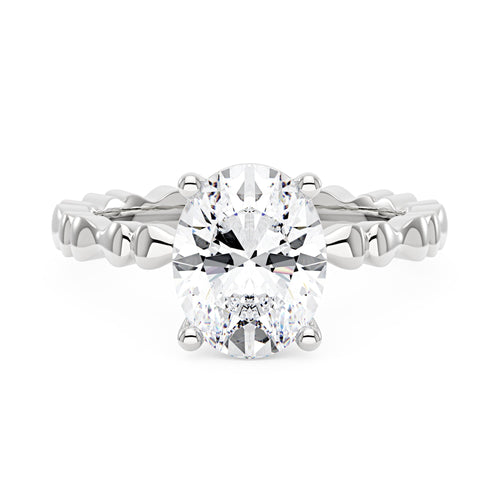 Oval Moissanite Solitaire Ring with Bow-Tie Band - NavianJewelry™