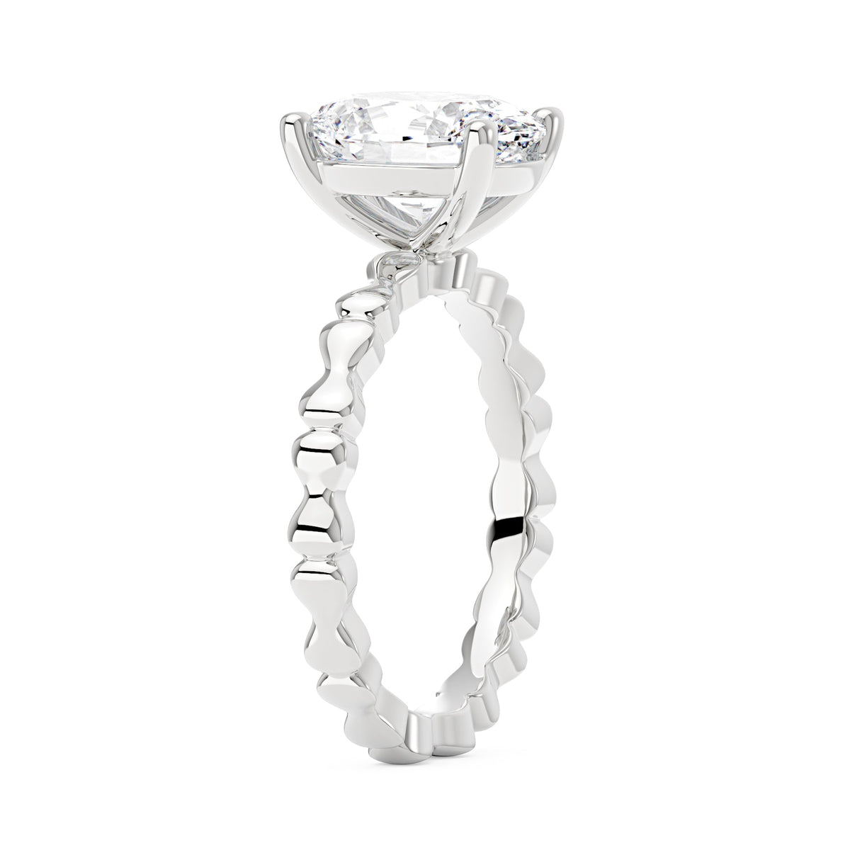 Oval Moissanite Solitaire Ring with Bow-Tie Band - NavianJewelry™